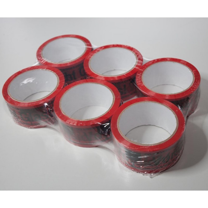 6 x Vorsicht Glas Packband Klebeband Verpackungsband Paketband 48mm x 66m