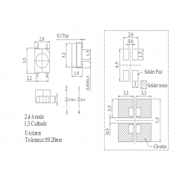 10 x smd LED 3528 PLCC4 Duo Rot Gelb RZX-S3528-R+Y 120° 5V 2.0 2.4 V 1500 2500mcd