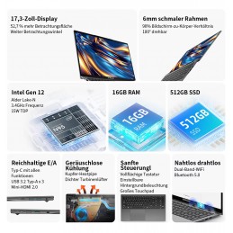 Teclast f17plus 17,3 Zoll Laptop Intel N95 16GB RAM 512GB SSD Windows 11