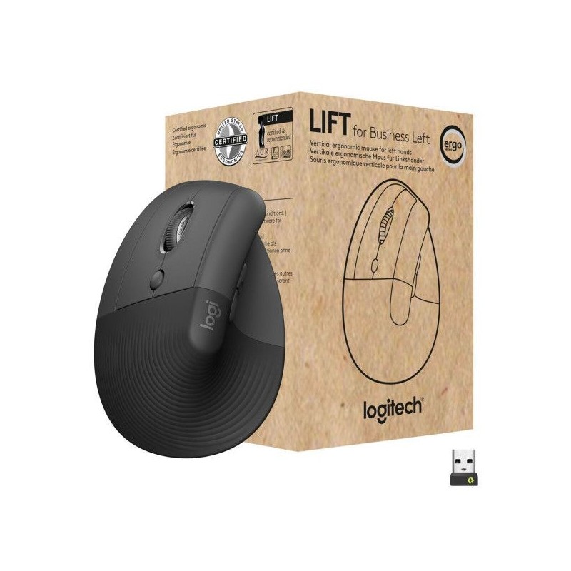 Mouse Logitech Lift for Business wireless ergonomisch graphite left (910-006495)