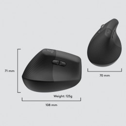 Mouse Logitech Lift for Business wireless ergonomisch graphite left (910-006495)